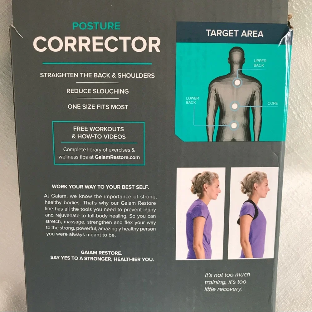 GAIAM Restore Posture Corrector Black Adjustable Clasps and Velcro NWT NIB - Picture 4 of 11